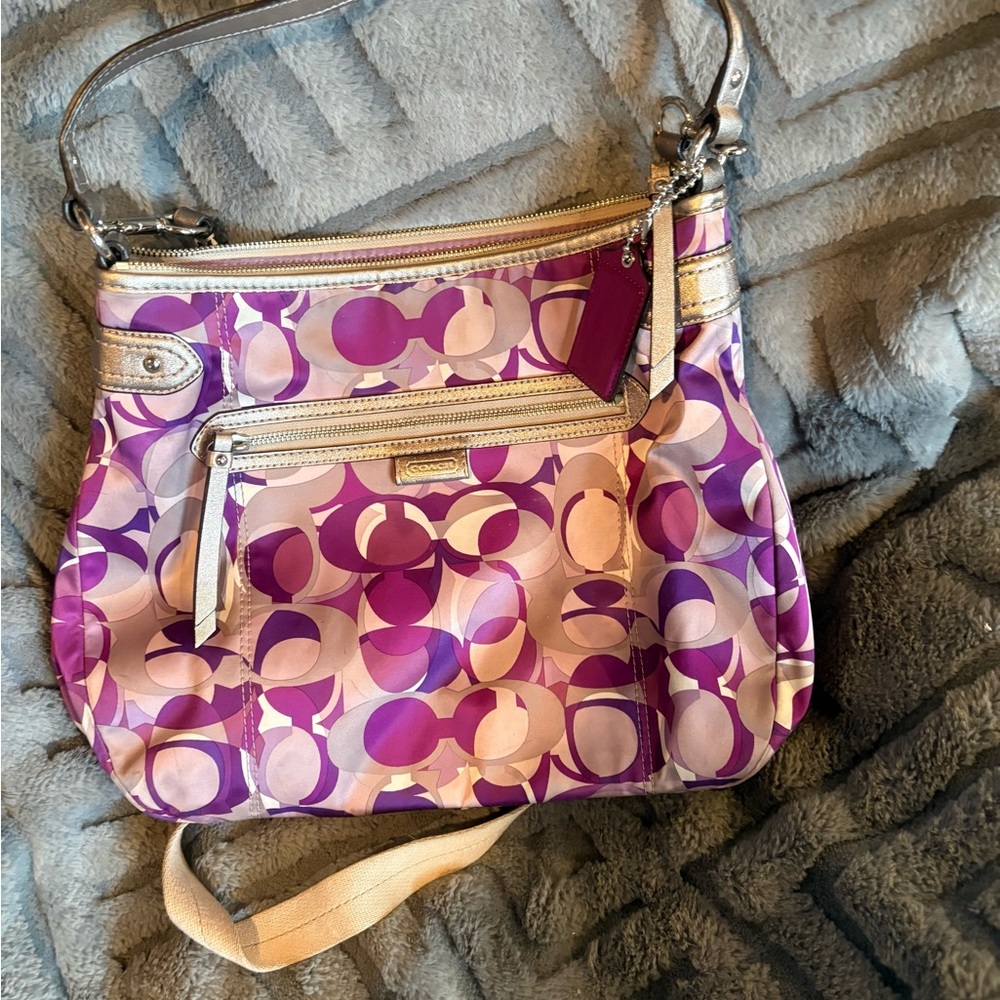 Coach Multicolor Shoulder Bag with Purple Accents - Picture 1 of 6